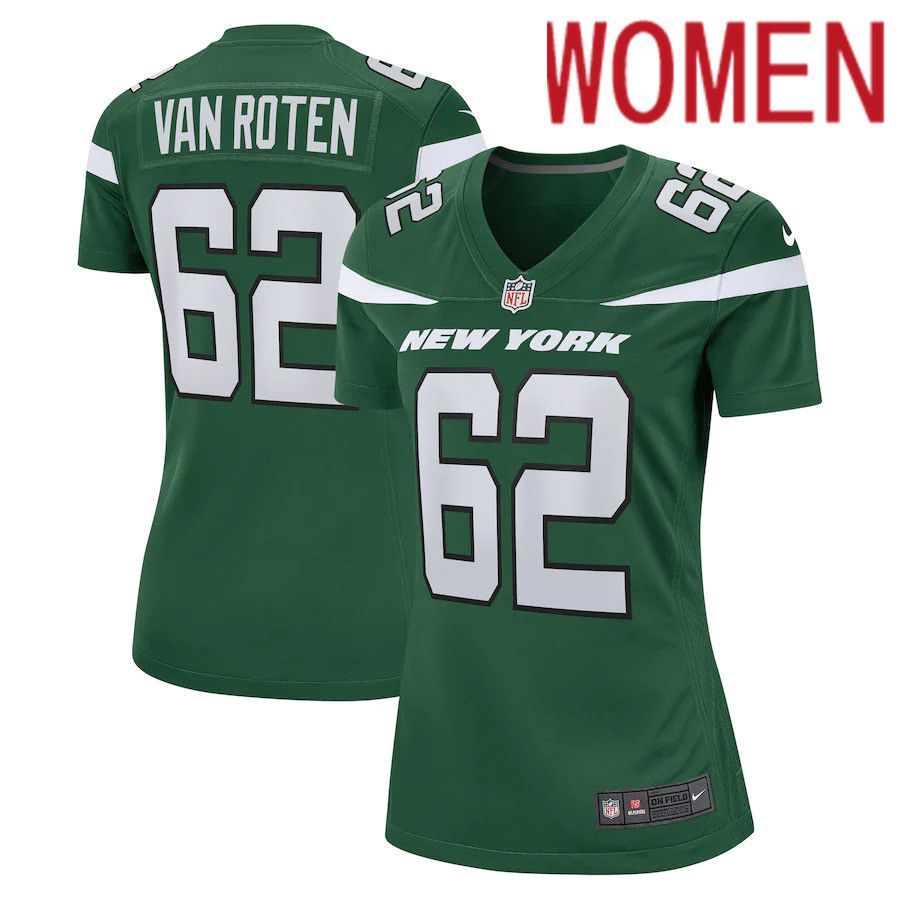 Women New York Jets #62 Greg Van Roten Nike Gotham Green Game NFL Jersey->women nfl jersey->Women Jersey